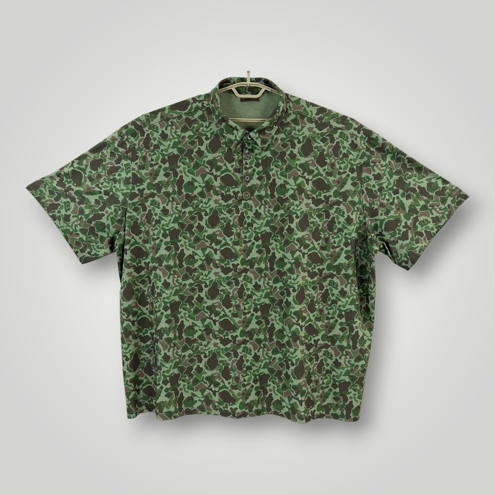 Warrior Mens 4XL Green Camo Performance‎ Polo Stretch Short Sleeve